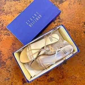 Stuart Weitzman Esteem Gold Matte Lame Shoes